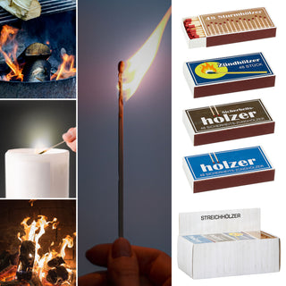 Streichhölzer Nostalgielook 16 Packs á 48 Stück Zündhölzer Streichholzschachtel Anzünder