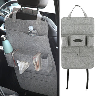 Auto Organizer Filz 41x65cm hell-/grau/anthrazit Klettverschluss Spannriemen Taschen Rücksitztasche Multitasche Multipocket