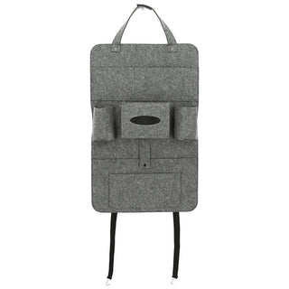 Auto Organizer Filz 41x65cm hell-/grau/anthrazit Klettverschluss Spannriemen Taschen Rücksitztasche Multitasche Multipocket