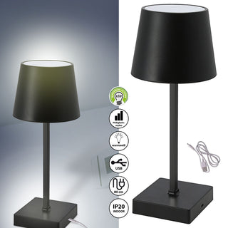 LED Tischleuchte schwarz 10,5x26cm Touchfunktion USB Kabel Helligkeitsstufen Dekolampe Tischbeleuchtung