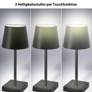LED Tischleuchte schwarz 10,5x26cm Touchfunktion USB Kabel Helligkeitsstufen Dekolampe Tischbeleuchtung