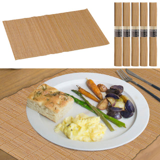 6x Bambus Tischset natur/hell-/dunkelbraun 45x30cm Platzmatte Platzset Tischuntersetzer abwaschbar