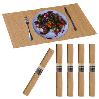 6x Bambus Tischset natur/hell-/dunkelbraun 45x30cm Platzmatte Platzset Tischuntersetzer abwaschbar
