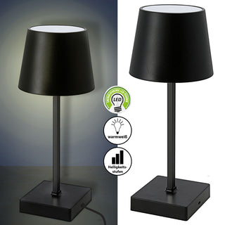 LED Tischleuchte weiß/schwarz batteriebetrieben 11x26cm Touchfunktion 3 Helligkeitsstufen Dekolampe Tischbeleuchtung