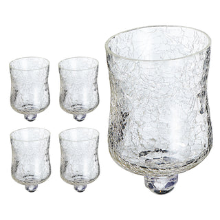 1/5x Glasaufsatz für Kerzenleuchter 7x10cm Glasgefäß Crackle Design Windlichtaufsatz Teelichthalter