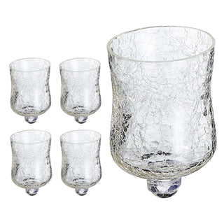 1/5x Glasaufsatz für Kerzenleuchter 7x10cm Glasgefäß Crackle Design Windlichtaufsatz Teelichthalter