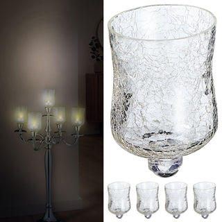 1/5x Glasaufsatz für Kerzenleuchter 7x10cm Glasgefäß Crackle Design Windlichtaufsatz Teelichthalter