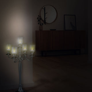 1/5x Glasaufsatz für Kerzenleuchter 7x10cm Glasgefäß Crackle Design Windlichtaufsatz Teelichthalter