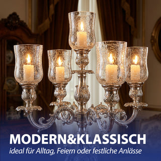 1/5x Glasaufsatz für Kerzenleuchter 7x10cm Glasgefäß Crackle Design Windlichtaufsatz Teelichthalter