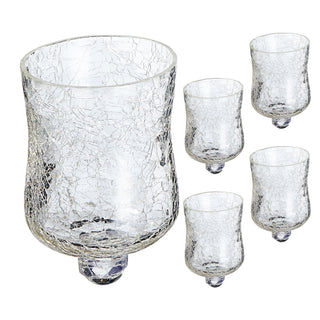 1/5x Glasaufsatz für Kerzenleuchter 7x10cm Glasgefäß Crackle Design Windlichtaufsatz Teelichthalter