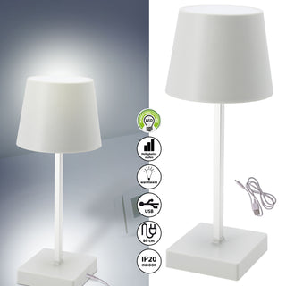 LED Tischleuchte weiß 10,5x26cm Touchfunktion USB Kabel Helligkeitsstufen Dekolampe Tischbeleuchtung