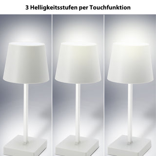 LED Tischleuchte weiß 10,5x26cm Touchfunktion USB Kabel Helligkeitsstufen Dekolampe Tischbeleuchtung