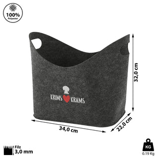 Aufbewahrungskorb "Pfote" Hundespielzeug Aufdruck 34x32x22cm hellgrau Hund Ordnungskorb Filzbox
