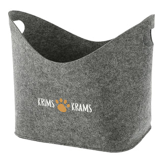 Aufbewahrungskorb "Pfote" Hundespielzeug Aufdruck 34x32x22cm hellgrau Hund Ordnungskorb Filzbox