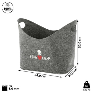 Aufbewahrungskorb "Pfote" Hundespielzeug Aufdruck 34x32x22cm hellgrau Hund Ordnungskorb Filzbox