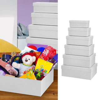 Boxenset 6er Set weiß 6 Größen Karton Schachteln Boxen Kisten Geschenkeboxen Aufbewahrungsboxen