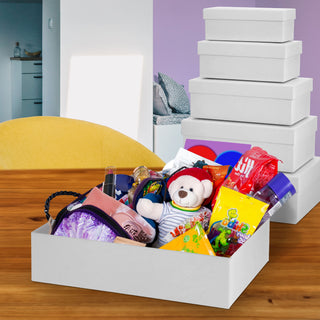 Boxenset 6er Set weiß 6 Größen Karton Schachteln Boxen Kisten Geschenkeboxen Aufbewahrungsboxen