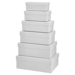 Boxenset 6er Set weiß 6 Größen Karton Schachteln Boxen Kisten Geschenkeboxen Aufbewahrungsboxen