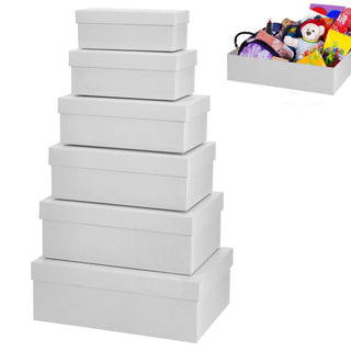 Boxenset 6er Set weiß 6 Größen Karton Schachteln Boxen Kisten Geschenkeboxen Aufbewahrungsboxen