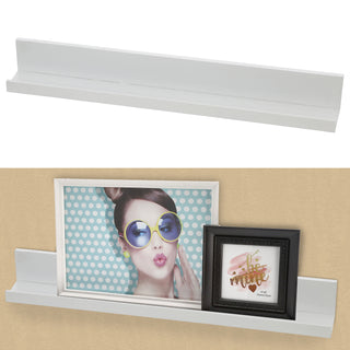 Bilderleiste weiß/schwarz 58cm MDF Leiste Brett Wandregal Regal Board Wandboard Schweberegal