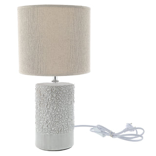 Tischleuchte "Roma" 20x40cm beige Steingut Baumwolle Tischlampe Lampe Leuchte E27 Fassung An-/Ausschalter Lampenfuß Lampenschirm
