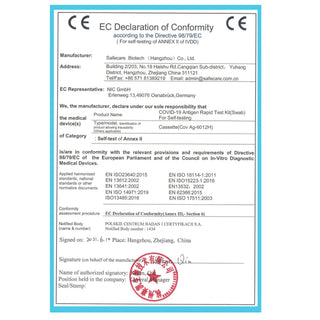 Safecare Corona Schnelltest Laientest vorderer Nasenabstrich 10er Set