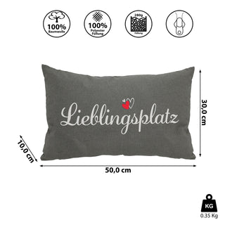 Sofakissen "Schwarzwaldliebe" 50x30cm Hirsch weiß/schwarz 280g Füllung grau Sofakissen Kuschelkissen Herz Dekokissen Reißverschluss waschbar