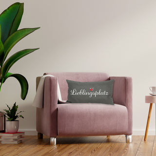 Sofakissen "Schwarzwaldliebe" 50x30cm Hirsch weiß/schwarz 280g Füllung grau Sofakissen Kuschelkissen Herz Dekokissen Reißverschluss waschbar