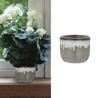 Pflanztopf Steinzeug türkis / grau Freistehend / zum Aufhängen 14x13,5cm Übertopf Blumentopf Topf Steintopf