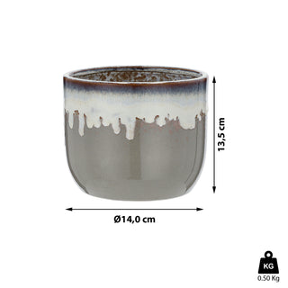 Pflanztopf Steinzeug türkis / grau Freistehend / zum Aufhängen 14x13,5cm Übertopf Blumentopf Topf Steintopf
