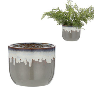 Pflanztopf Steinzeug türkis / grau Freistehend / zum Aufhängen 14x13,5cm Übertopf Blumentopf Topf Steintopf