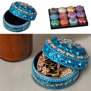 Schmuckdose Orient 12er Set Ø5,5cm Schmuckkästchen Dose Box Glitzer Schatulle bunt