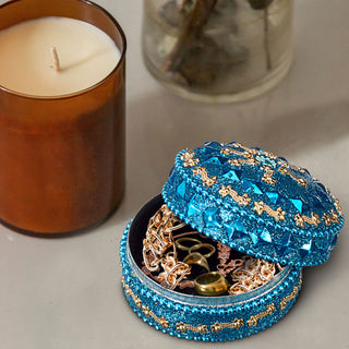 Schmuckdose Orient 12er Set Ø5,5cm Schmuckkästchen Dose Box Glitzer Schatulle bunt