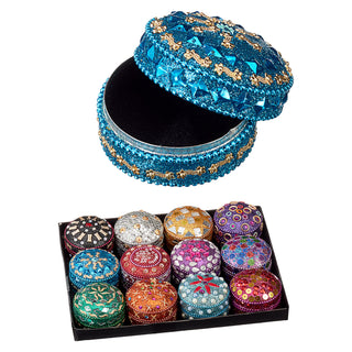 Schmuckdose Orient 12er Set Ø5,5cm Schmuckkästchen Dose Box Glitzer Schatulle bunt