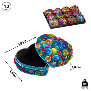 Schmuckdose Orient 12er Set Ø5,5cm Schmuckkästchen Dose Box Glitzer Schatulle bunt