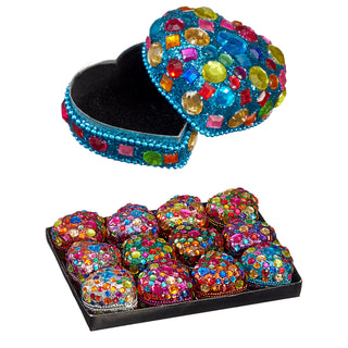 Schmuckdose Orient 12er Set Ø5,5cm Schmuckkästchen Dose Box Glitzer Schatulle bunt