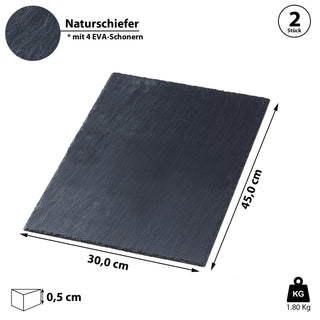 1/2/6x Schieferplatte 45x30cm Tischuntersetzer Steinplatte Servierplatte Untersetzer Naturstein