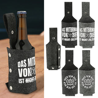 Bierholster 4er Set mit Aufdruck Druckknopf Flaschenhalter Bierhalfter Flaschenträger Flasche Dose