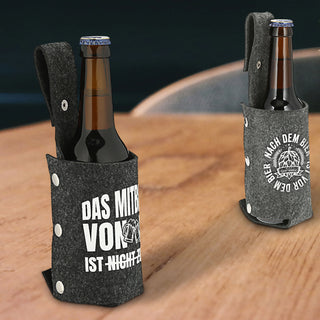Bierholster 4er Set mit Aufdruck Druckknopf Flaschenhalter Bierhalfter Flaschenträger Flasche Dose