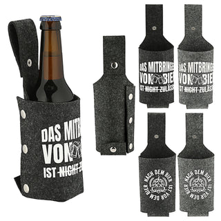 Bierholster 4er Set mit Aufdruck Druckknopf Flaschenhalter Bierhalfter Flaschenträger Flasche Dose