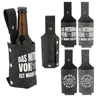Bierholster 4er Set mit Aufdruck Druckknopf Flaschenhalter Bierhalfter Flaschenträger Flasche Dose