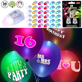 3/36x LED Ballonleuchten bunt Ballonlampe Leuchtballons Ballon Partyballons Beleuchtung Lichtball