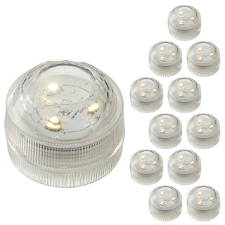 LED Teelicht 12er Set wasserdicht Kerze 3 LEDs warmweiß Teelichter Unterwasser