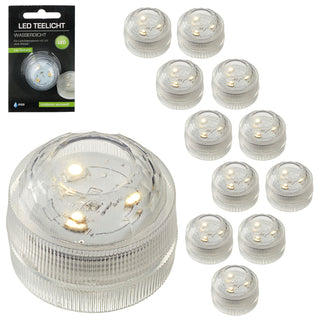 LED Teelicht 12er Set wasserdicht Kerze 3 LEDs warmweiß Teelichter Unterwasser