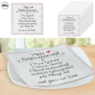 Servietten 40er Pack "Lieblingsrezept / Sternstunden / Lass uns Feiern" Papierserviette stoffähnlich Tuch Partyzubehör