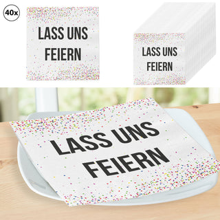 Servietten 40er Pack "Lieblingsrezept / Sternstunden / Lass uns Feiern" Papierserviette stoffähnlich Tuch Partyzubehör