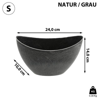 Deko Schale oval grau/schwarz|Schiefernoptik Größenwahl Kunststoff Pflanzschale Snackschale Obstschale