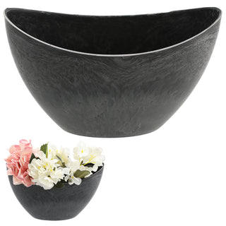 Deko Schale oval grau/schwarz|Schiefernoptik Größenwahl Kunststoff Pflanzschale Snackschale Obstschale