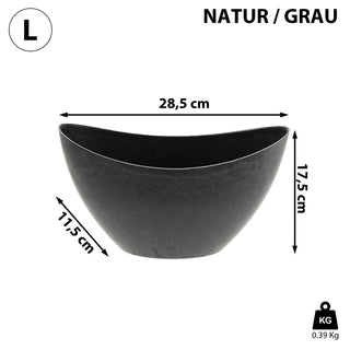 Deko Schale oval grau/schwarz|Schiefernoptik Größenwahl Kunststoff Pflanzschale Snackschale Obstschale