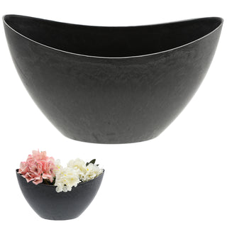 Deko Schale oval grau/schwarz|Schiefernoptik Größenwahl Kunststoff Pflanzschale Snackschale Obstschale